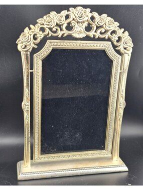 Vintage Victorian Metal Swing Picture Frame Ornate Rose Design - 8" x 5" READ